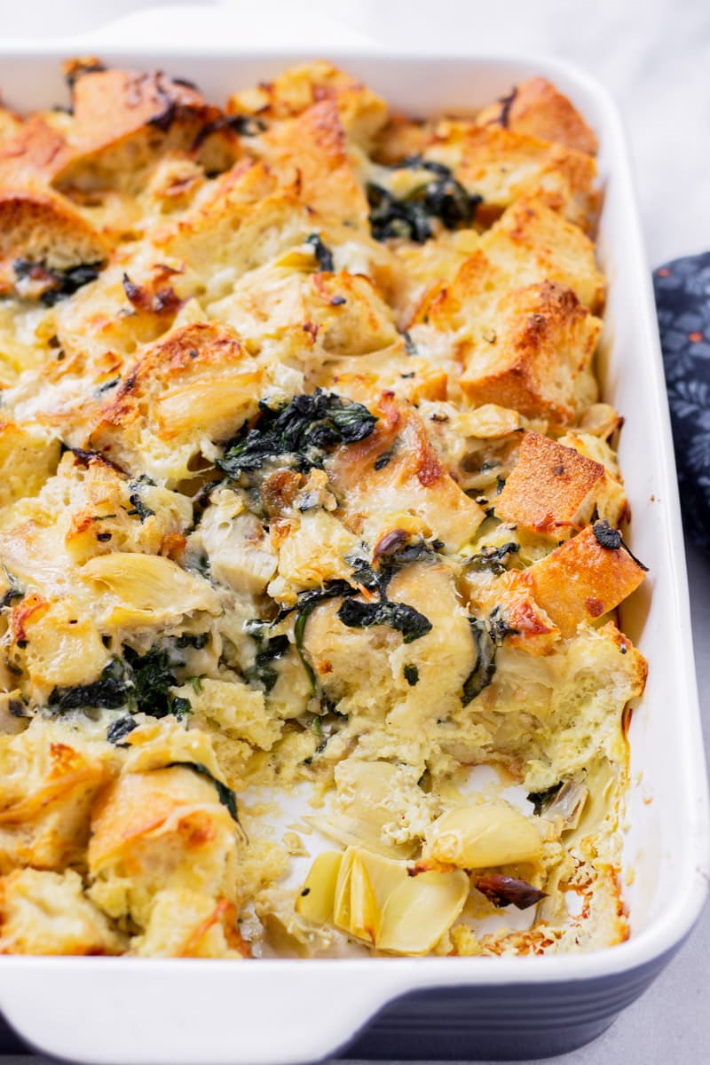 Spinach and Cheese Strata with Artichokes