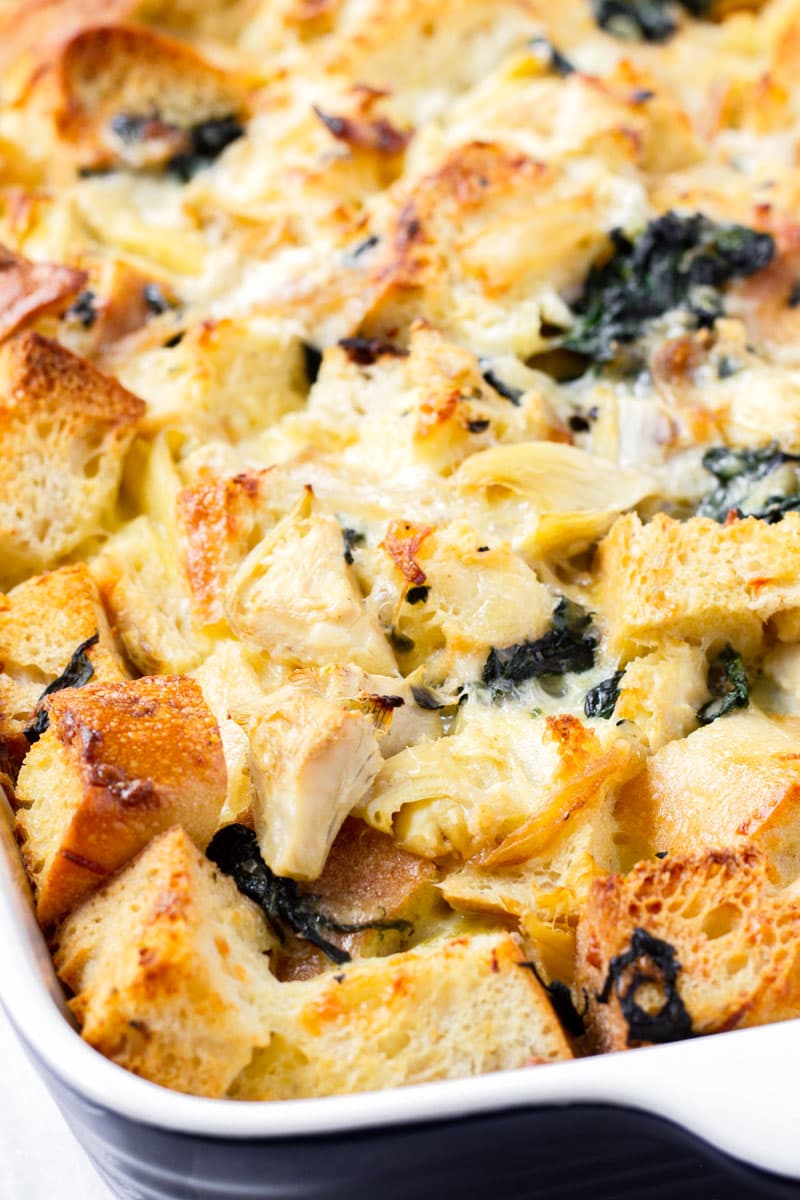 Spinach Artichoke Strata (Make-Ahead) - Cooking For My Soul