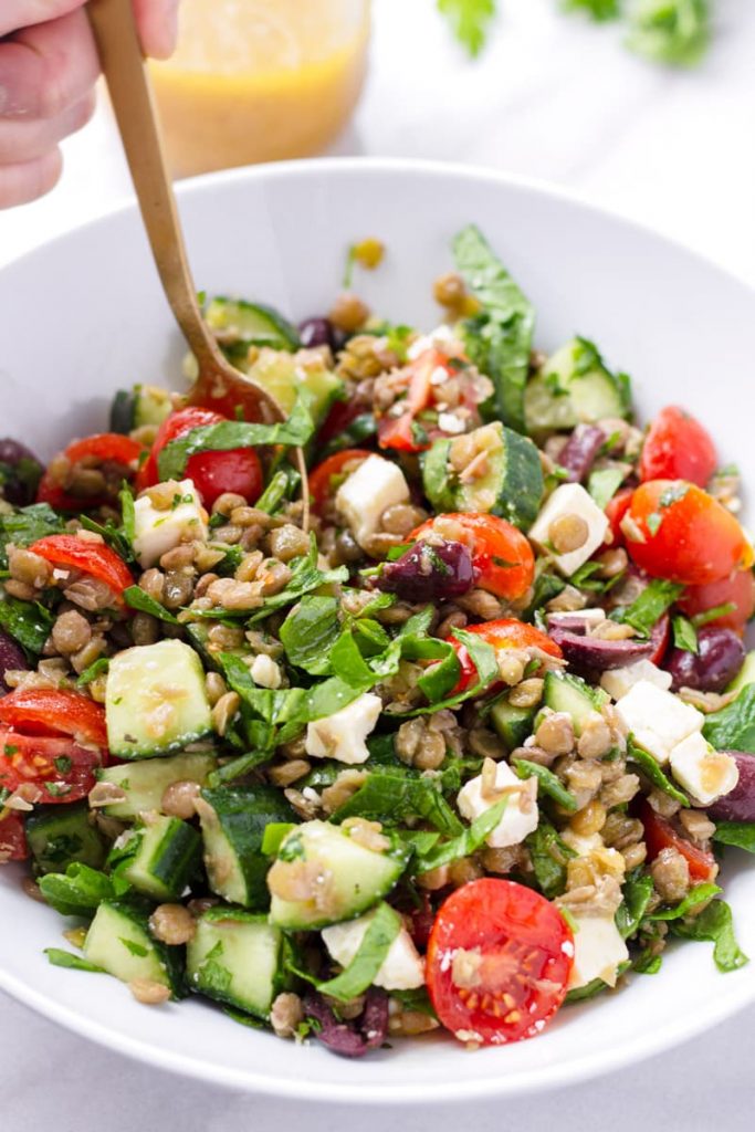 Mediterranean Lentil Salad - Cooking For My Soul