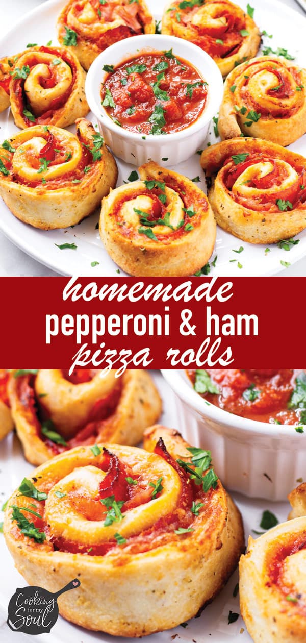 Pin Image of pizza rolls recipe with marinara sauce