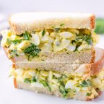 Egg Salad Sandwich Cut in Half and Stacked