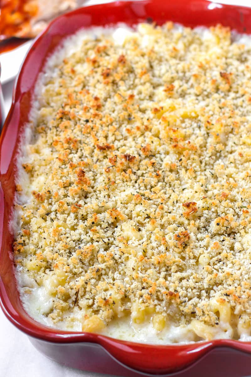 Herbed Bread Crumb Toppings on Mac and Cheese