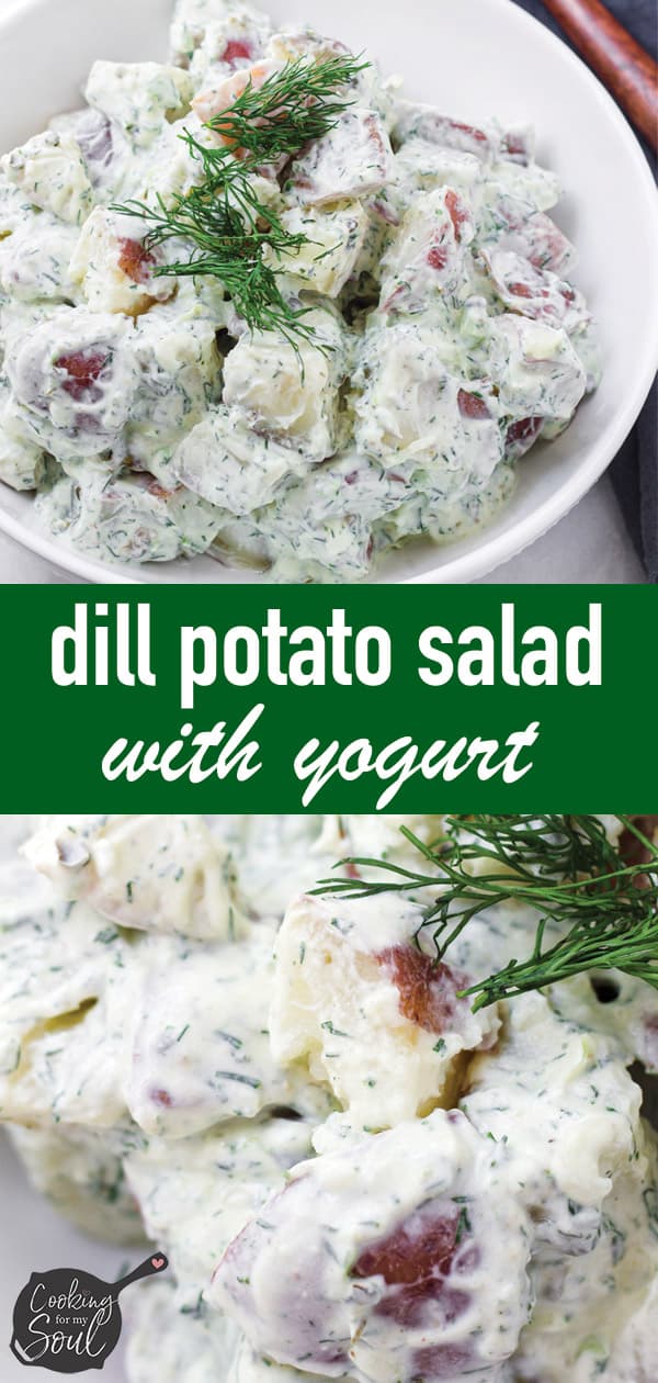 pin image design for dill potato salad