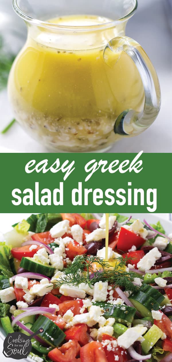 Pin image design for Greek salad dressing recipe