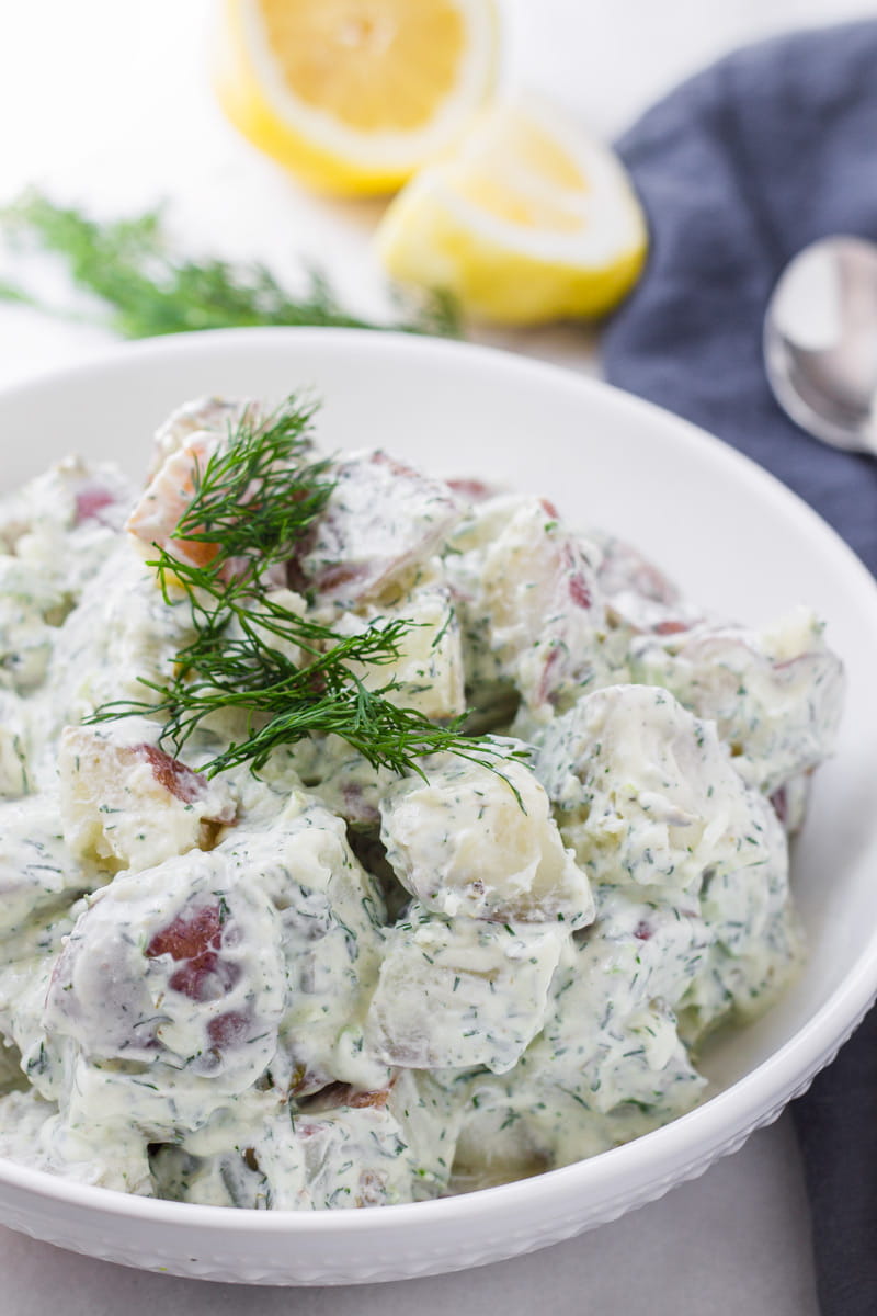 Boiled potato salad with Greek yogurt dressing