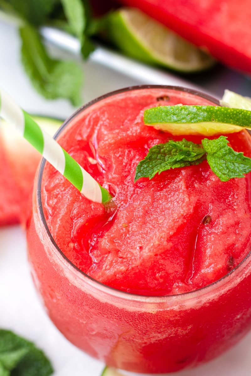 Close up of iced watermelon cooler