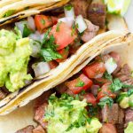 Close up view of Mexican marinated Steak Tacos