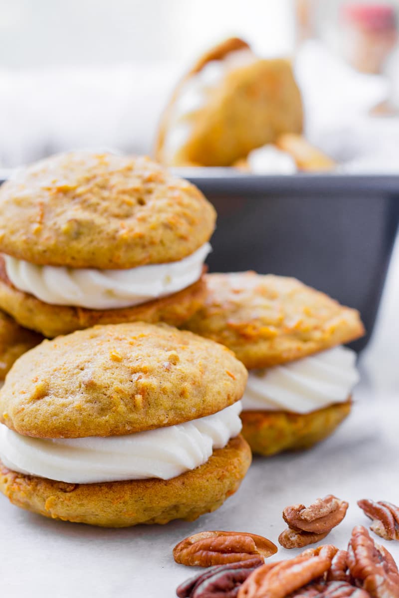 Sandwich cookies piled up on top of each other