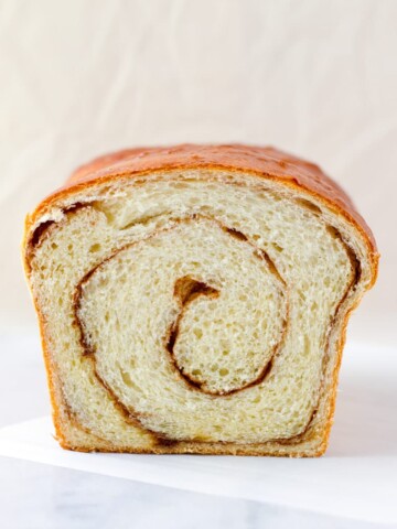 straight view of a cinnamon swirl bread