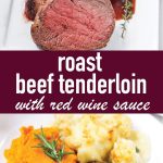 pin image design for roast beef tenderloin with red wine sauce