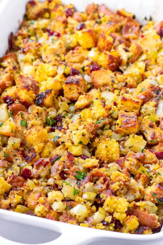 Cornbread Stuffing with Bacon - Cooking For My Soul