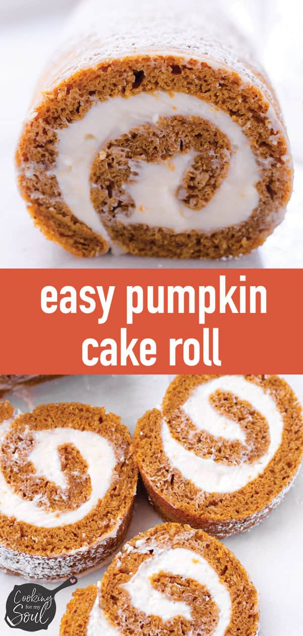 Pumpkin Cake Roll with Cream Cheese Filling - Cooking For My Soul