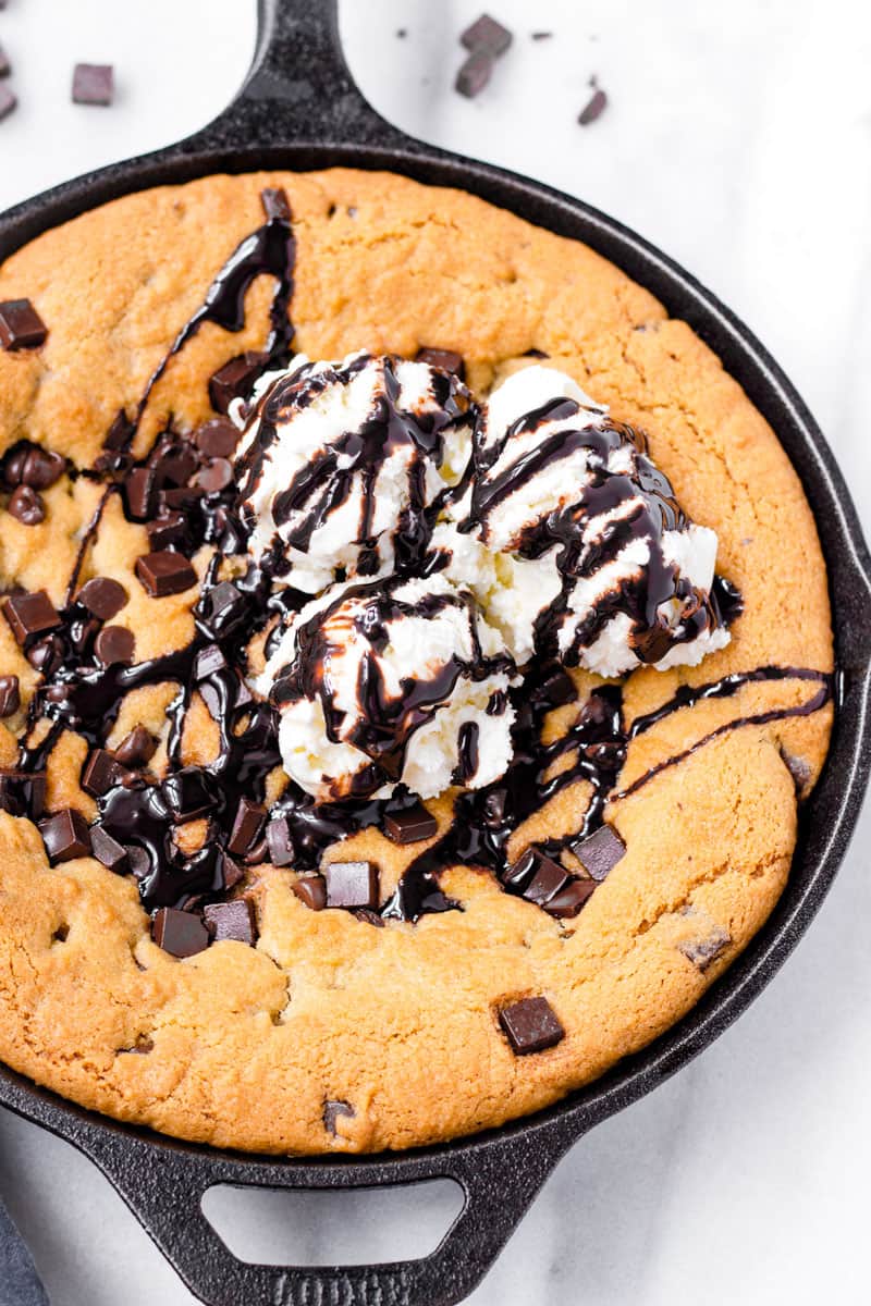 Giant Chocolate Chip Skillet Cookie • Pint Sized Baker