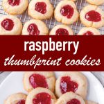 pin image design of raspberry thumbprint cookies