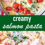 pin image design for creamy salmon pasta recipe