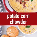 pin image design for potato corn chowder