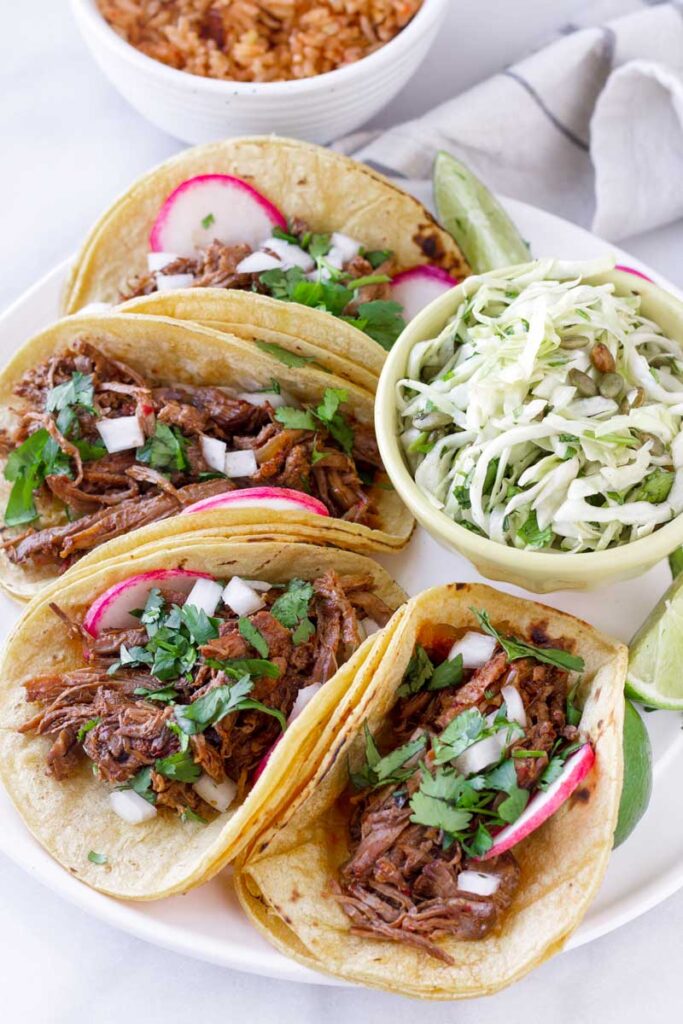Slow Cooker Barbacoa Beef Tacos - Cooking For My Soul