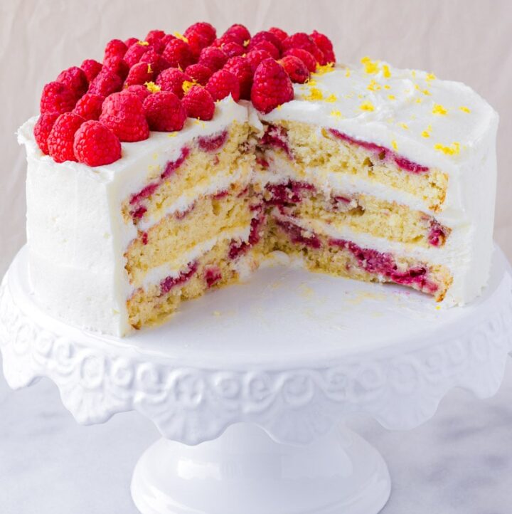 Lemon Raspberry Cake (3 Layers) - Cooking For My Soul