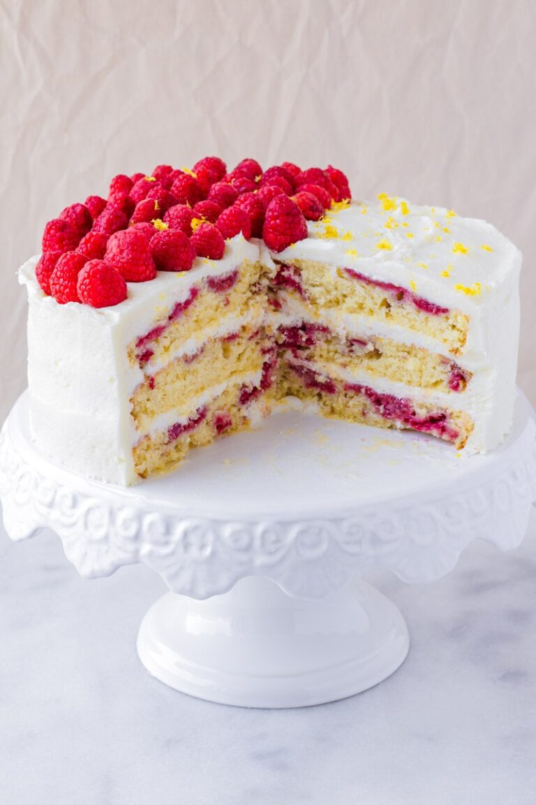 Lemon Raspberry Cake (3 Layers) - Cooking For My Soul