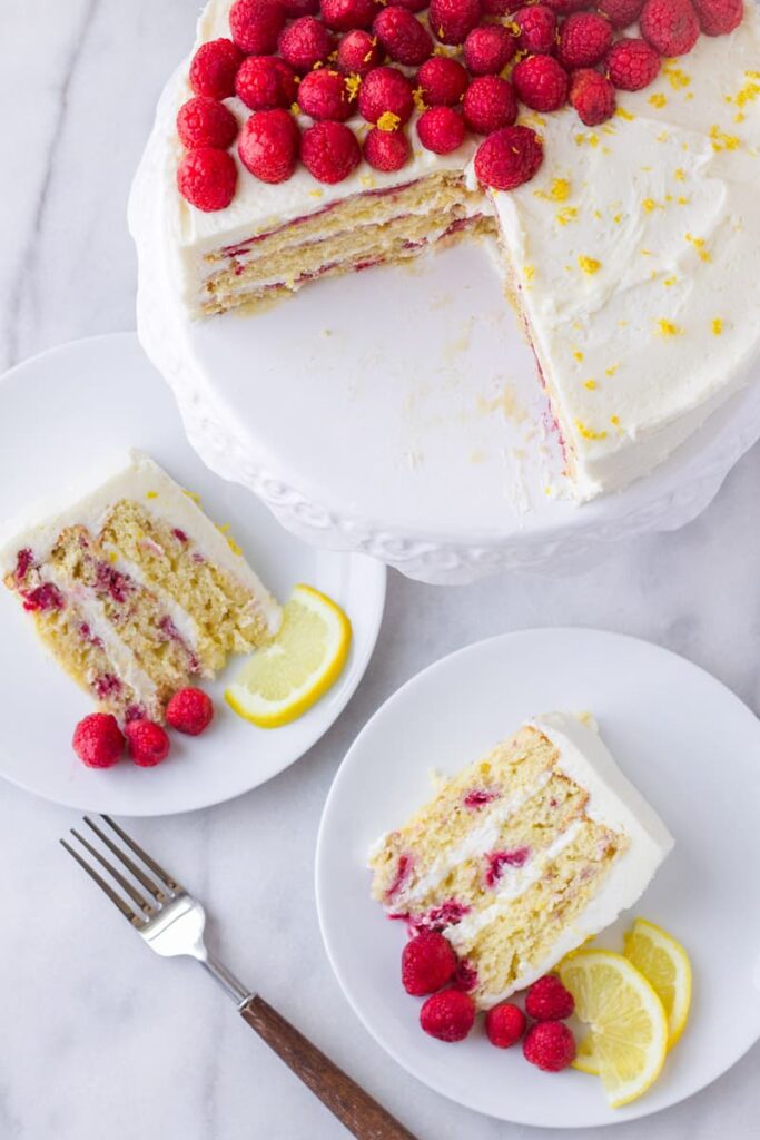 Lemon Raspberry Cake (3 Layers) - Cooking For My Soul