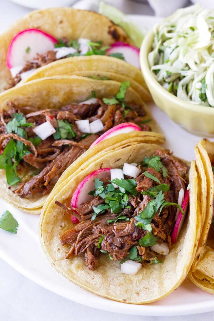 Slow Cooker Barbacoa Beef Tacos - Cooking For My Soul