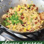 pin image design for chinese sausage fried rice