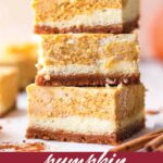 pin image design for pumpkin cheesecake bars recipe