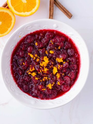 fresh cranberry sauce with orange flavor in a bowl