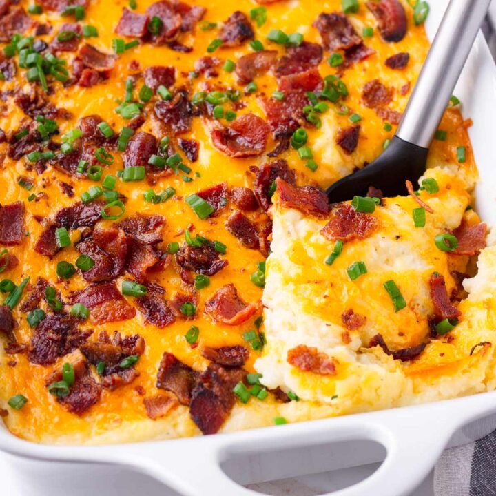 Loaded Mashed Potato Casserole - Cooking For My Soul