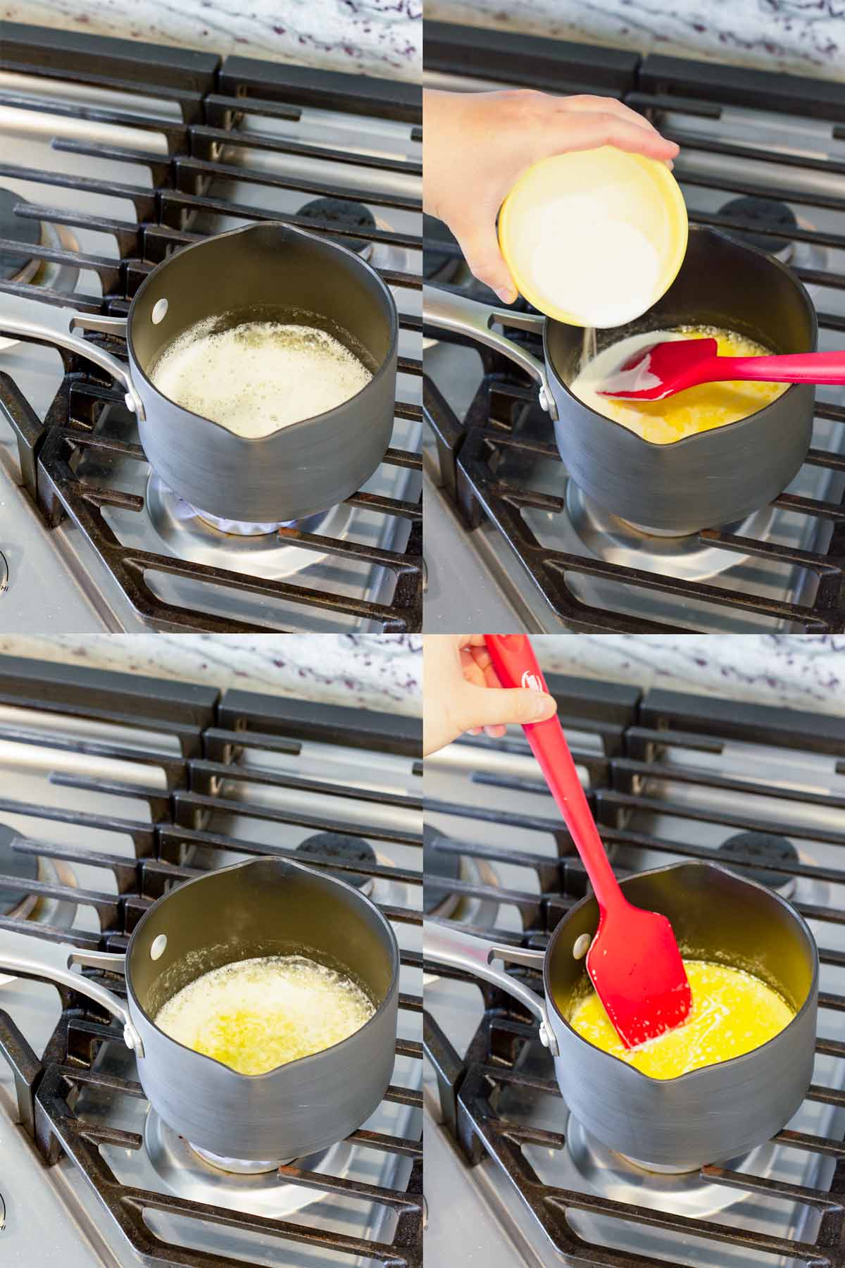 Making the heavy cream and butter mixture