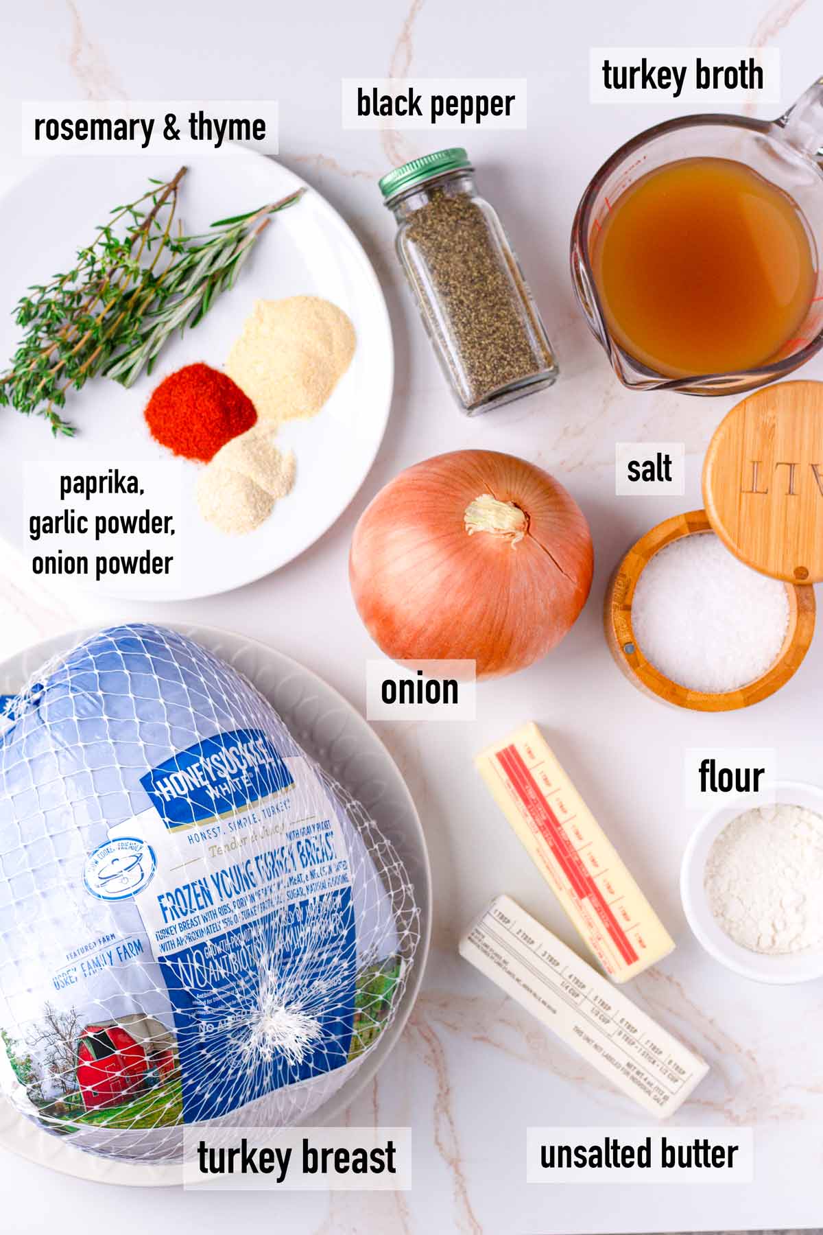 labeled ingredients to make crock pot turkey breast