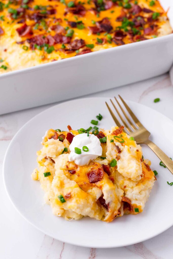 Loaded Mashed Potato Casserole - Cooking For My Soul