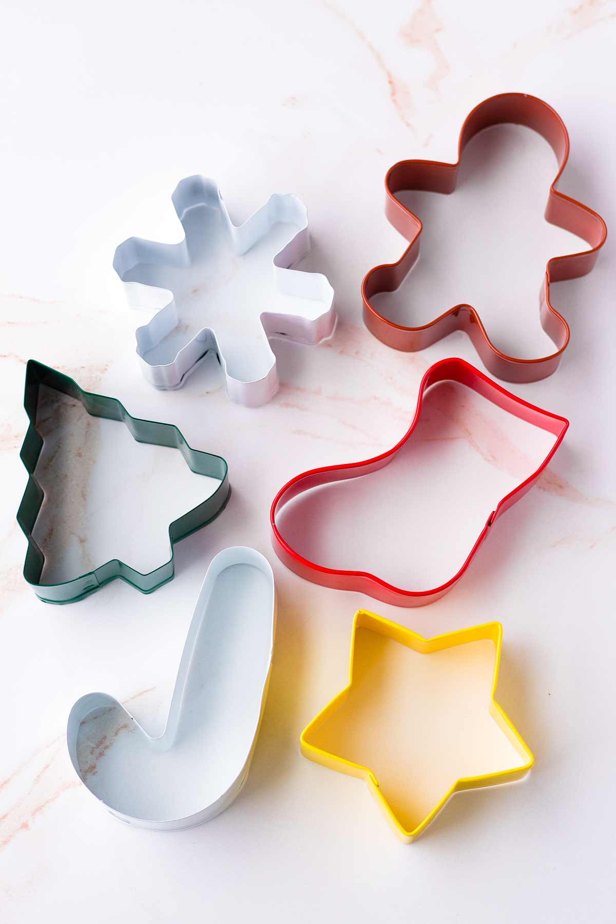 a set of six holiday cookie cutters