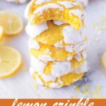 pin image design for lemon crinkle cookie recipe