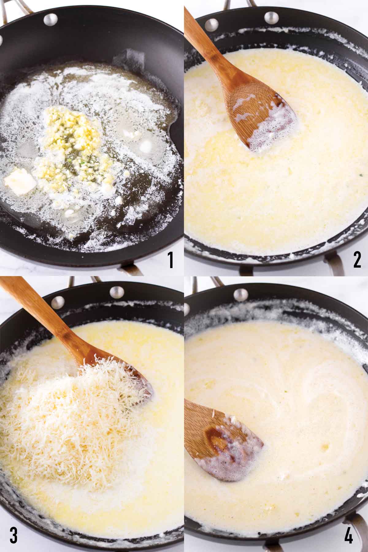 step by step of making creamy sauce