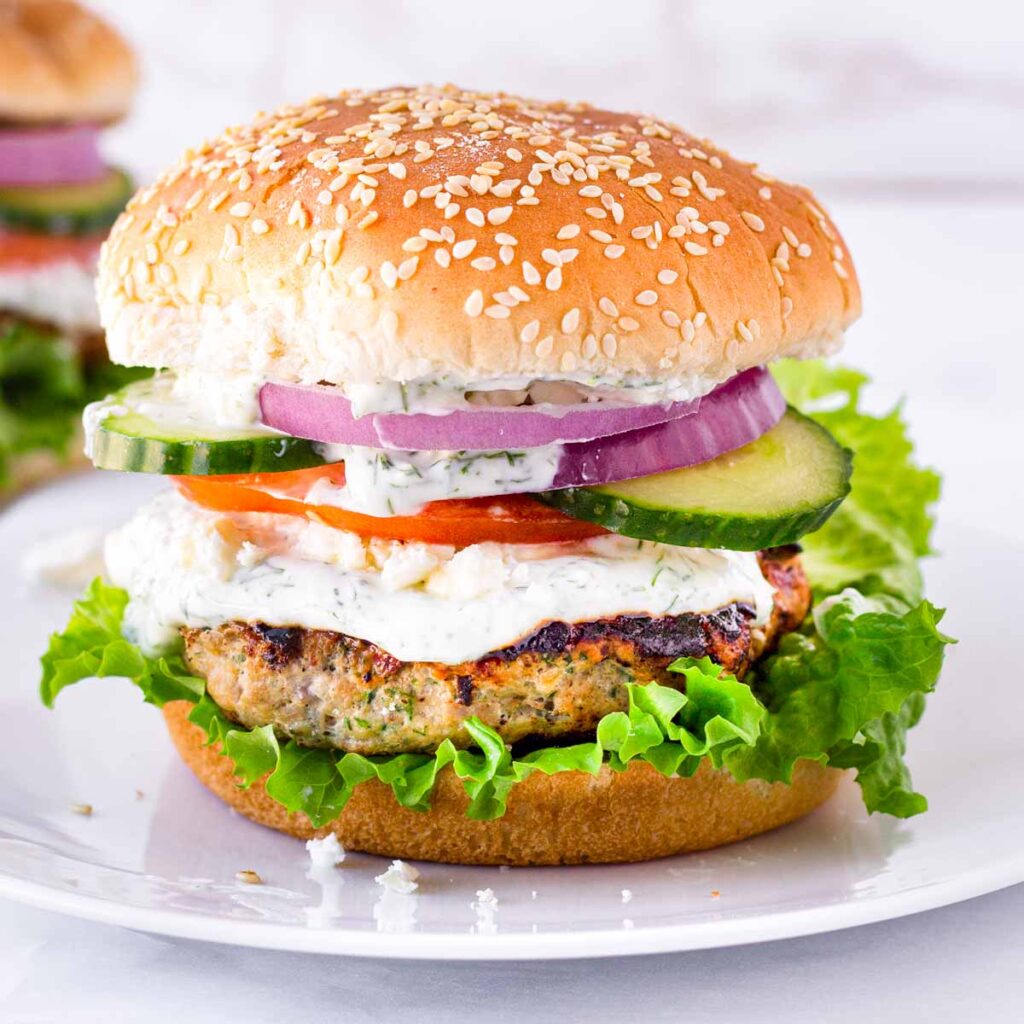 Greek Feta Turkey Burgers - Cooking For My Soul