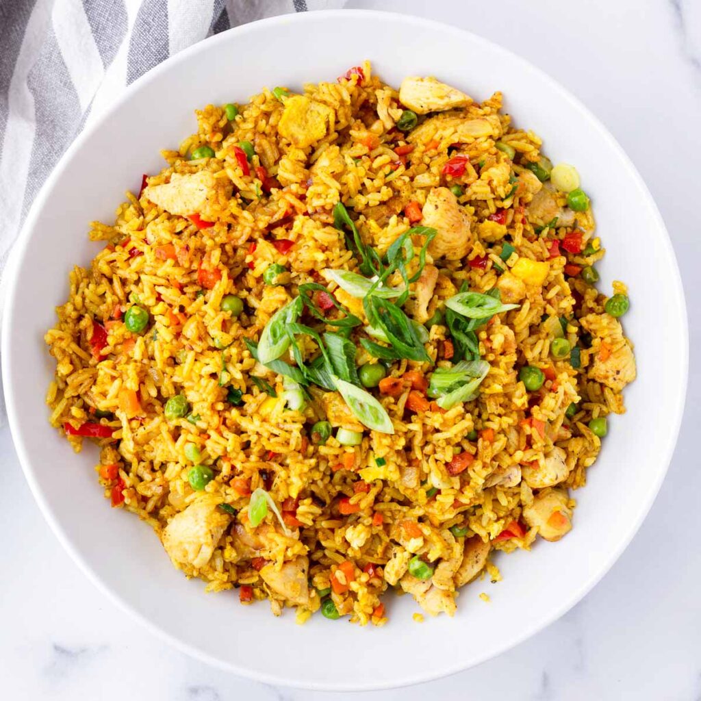 Curry Fried Rice with Chicken Cooking For My Soul