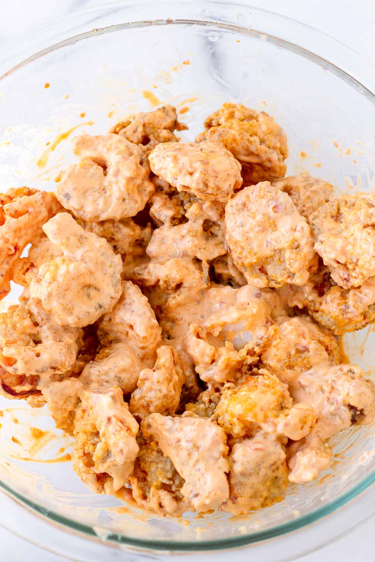 deep fried shrimp tossed with creamy chili sauce