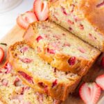 baked strawberry bread with fresh strawberries
