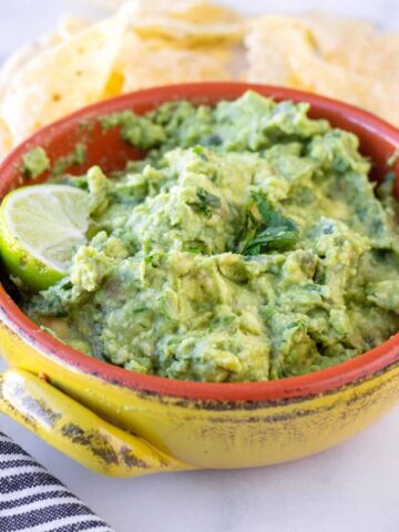 close up of simple guac