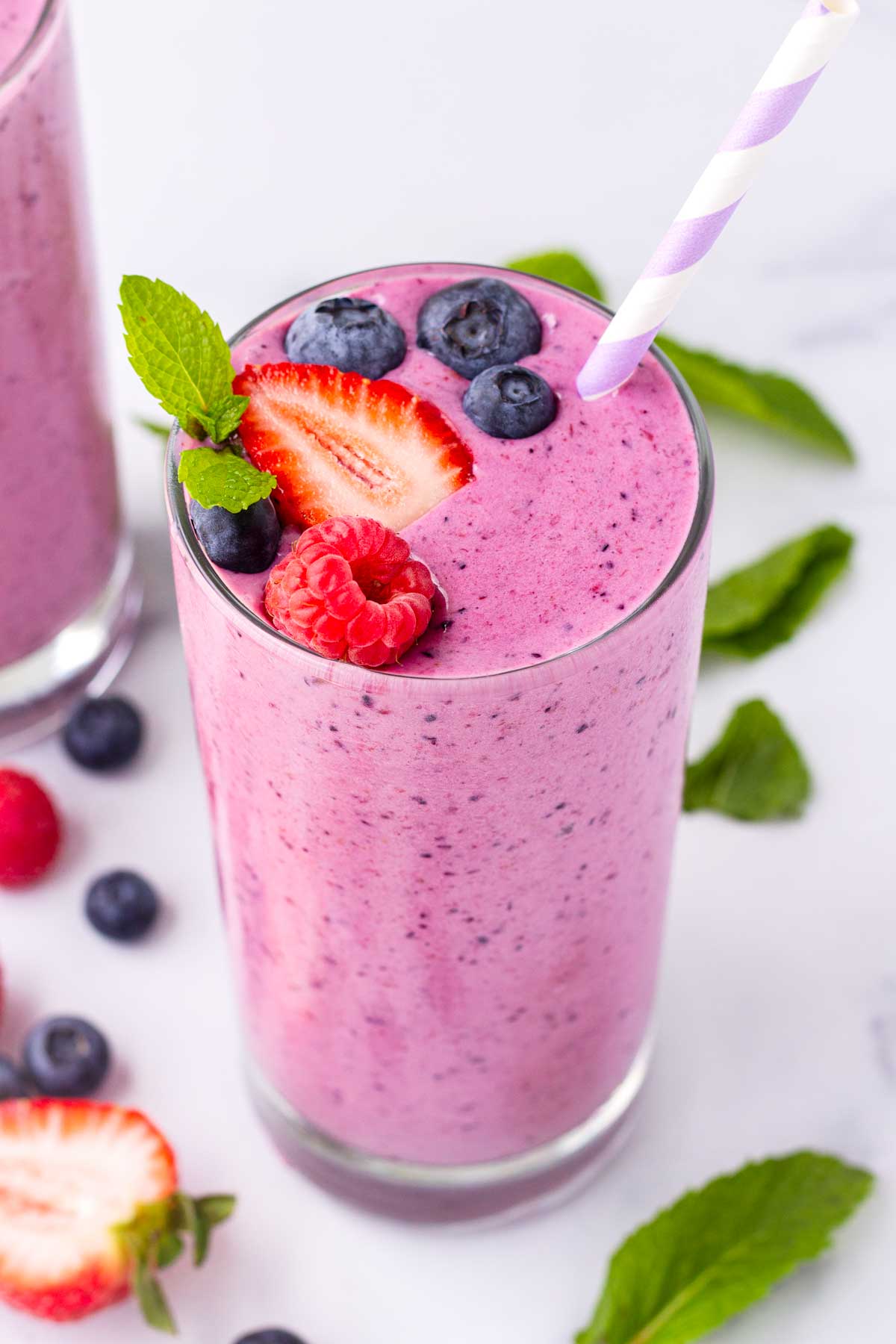 Mixed Berry Smoothie with Yogurt - Cooking For My Soul