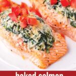 pin image design for salmon florentine recipe