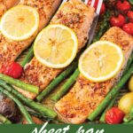 pin image design for sheet pan salmon and vegetables recipe