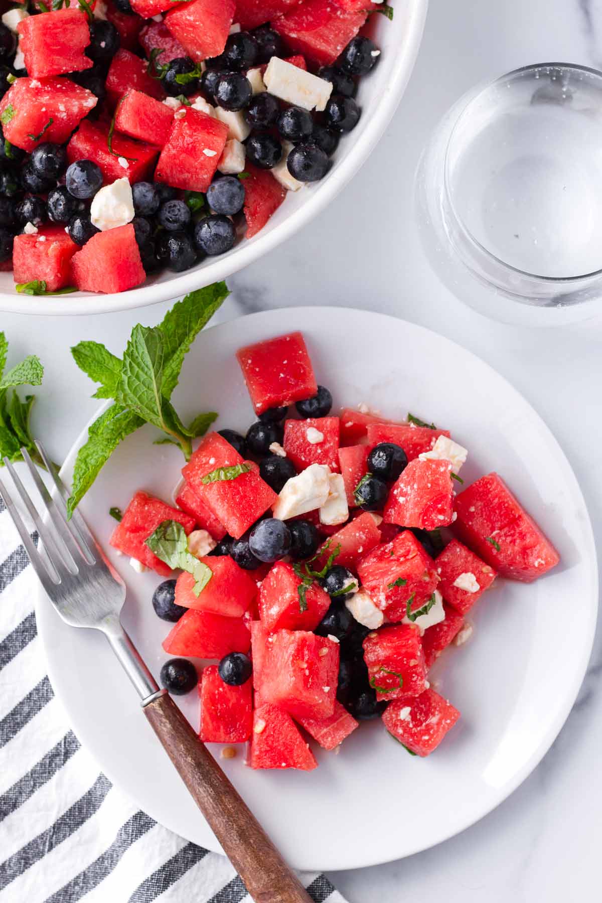 watermelon salad served on a plate