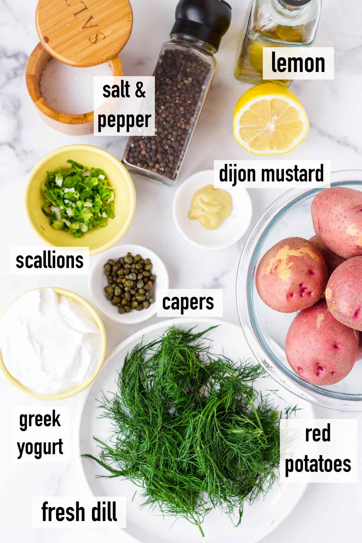 labeled ingredients on a table