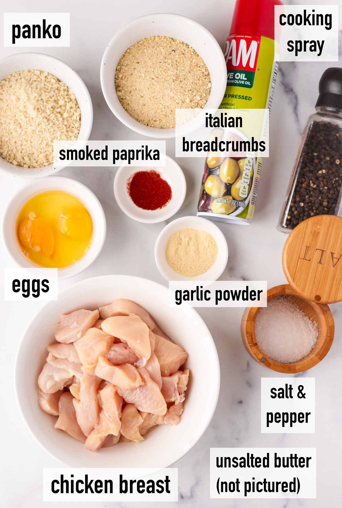 labeled ingredients on table