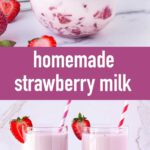 pin image design for strawberry milk recipe