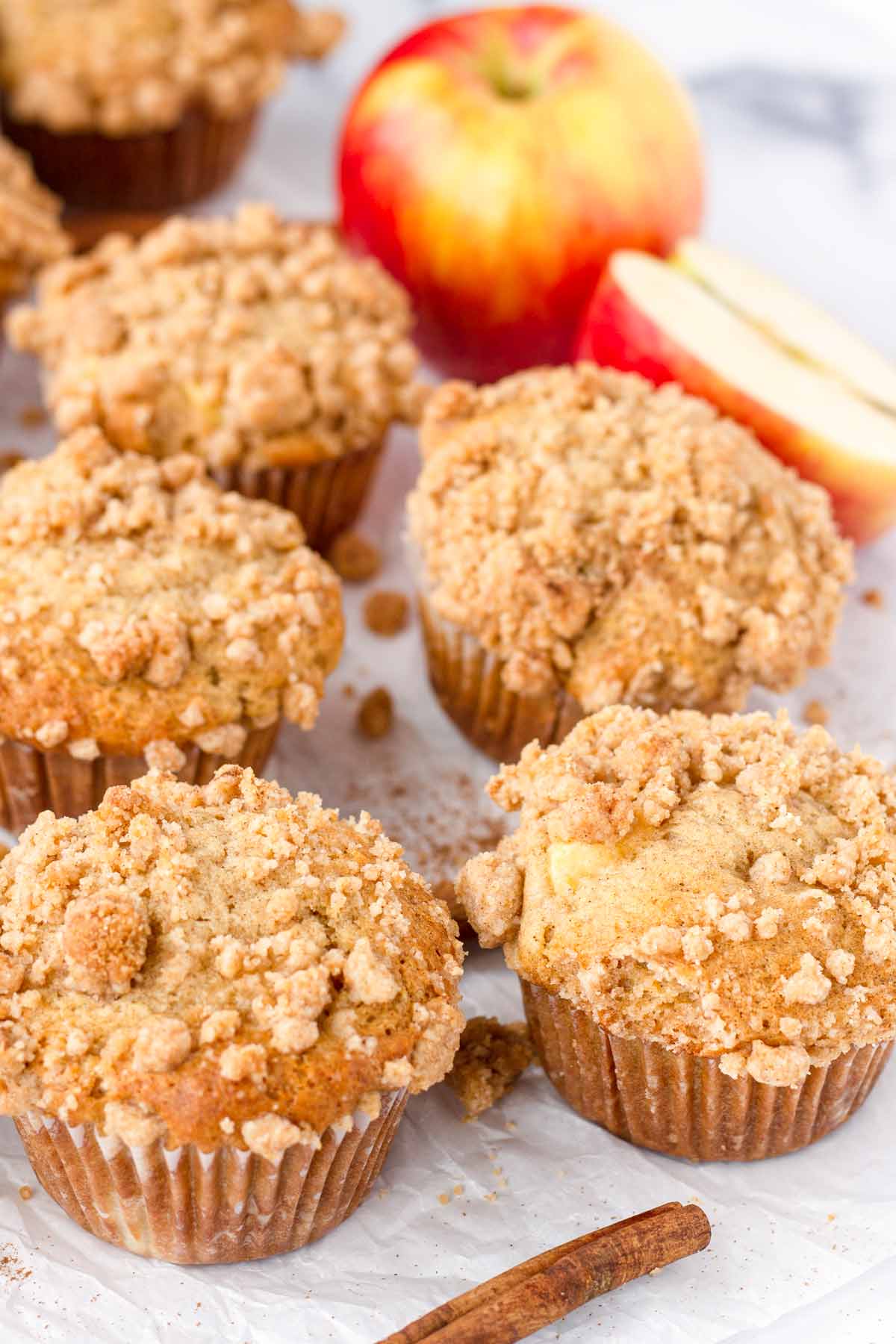 muffins made with fresh apples on parchment paper