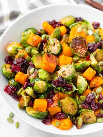 side dish roasted butternut squash and brussels sprouts