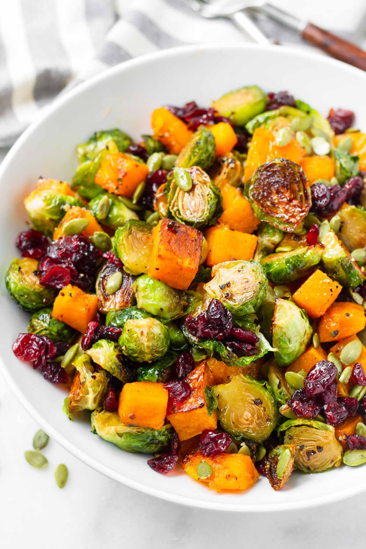 side dish roasted butternut squash and brussels sprouts